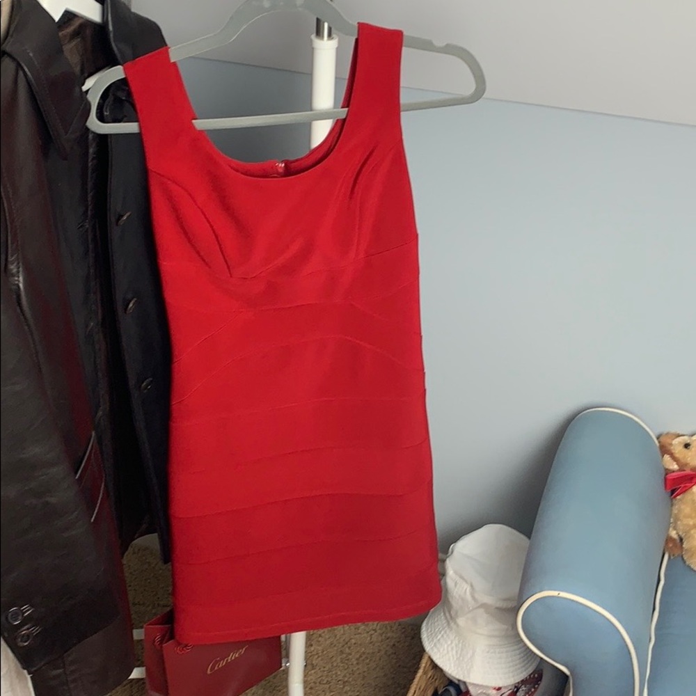 Red body con dress